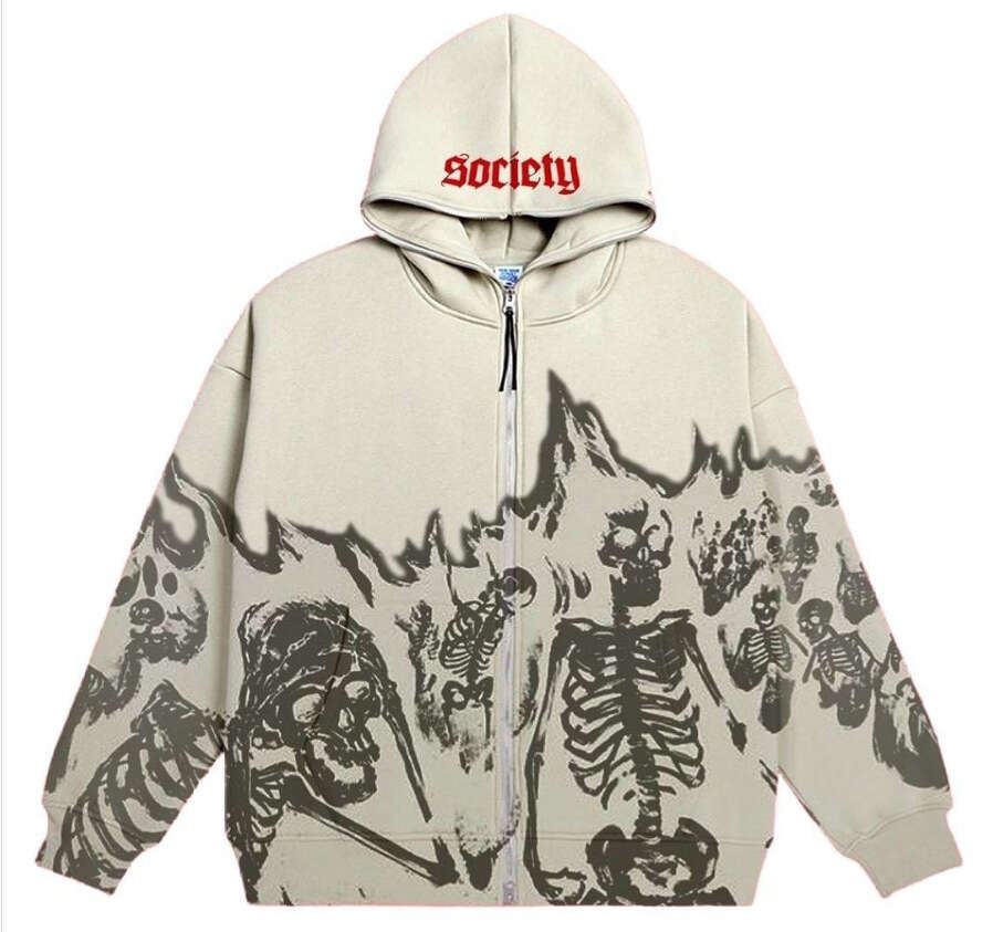 Y2k Millennium Round Neck Skeleton Sweater Couple Style 2022 Autumn/Winter New Long Sleeved Skull Top Coat