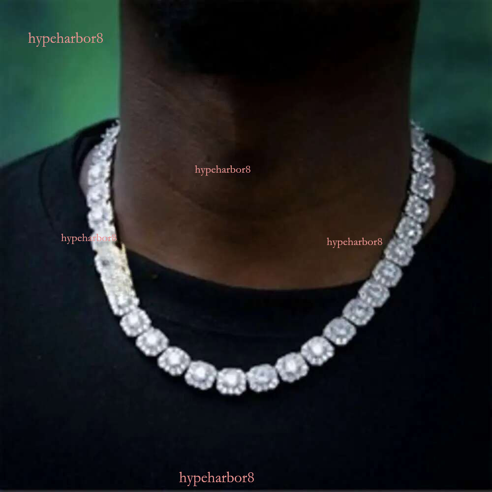 Fire Jewelry 6mm 10mm Sterg Sier d Color Vvs Moissanite Dia Cluster Tennis Chain Necklace for Men Women