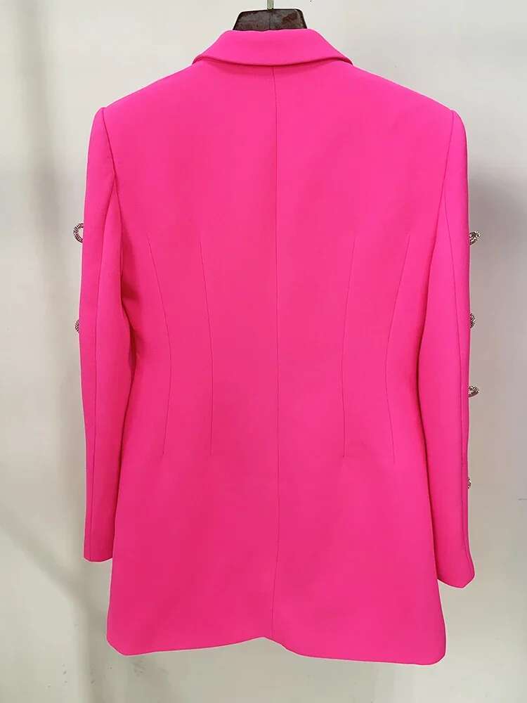 HIGH STREET Newest 2025 Designer Stylish Fashion Women's Pearls Chain Dias Beaded Hollow Out Bow Sleeve Blazer Dress