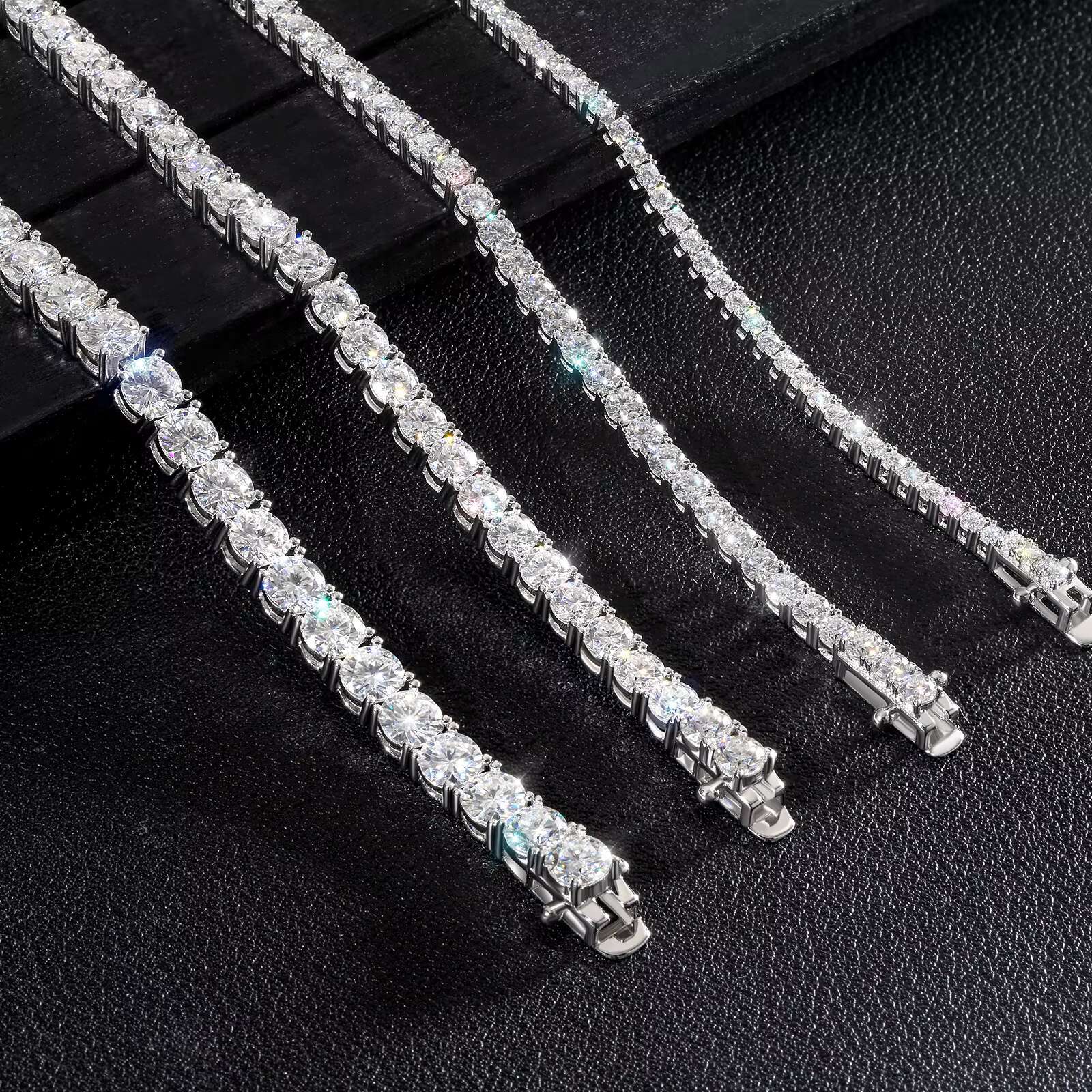 Luxury 3mm Moissanite Chain Necklace 925 Sterling Silver Durable Shining Bridal Gifts 4mm 2mm Women Men Gra VVS Tennis Jewelry