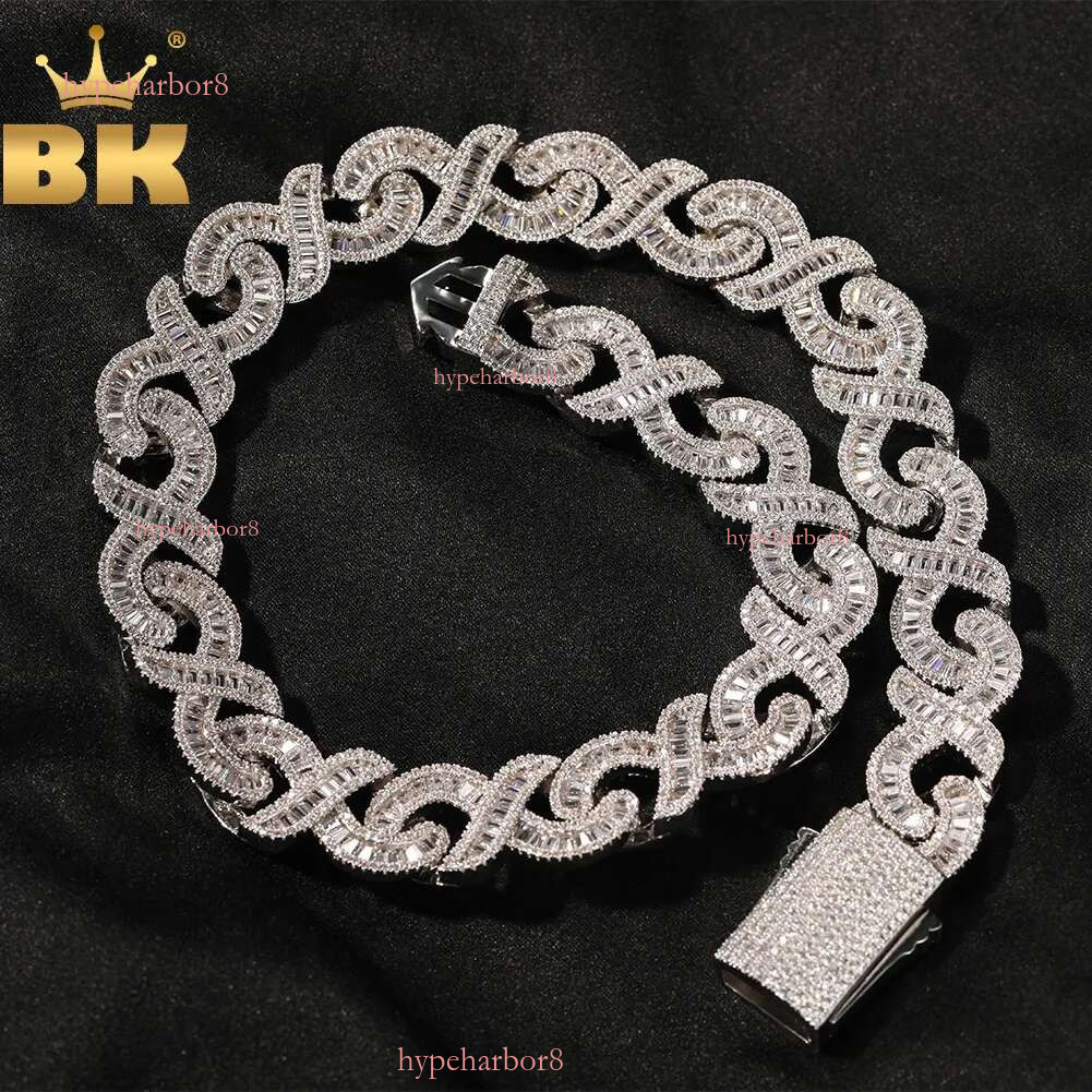 Pendant Necklaces THE BG KING 15mm Infinity Cuban Baguettecz Necklace Iced Out Square Cubic Zirconia HipHop Fashion Jewelry For Party Gift 230908