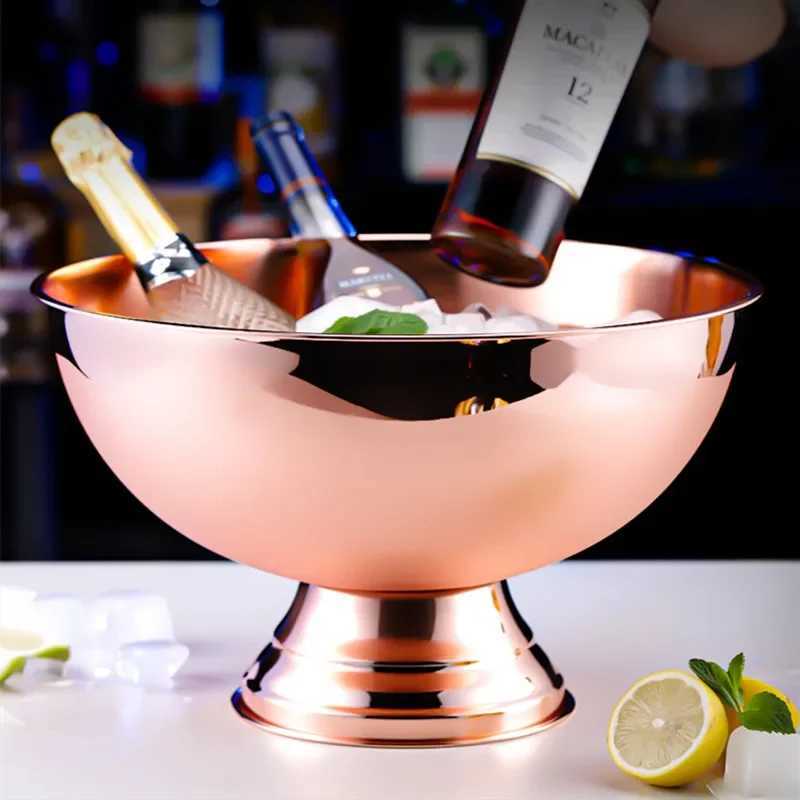 13.5L Wine Beer Ice Bucket Cocktail Beverage Large Deer Head Ear Cooling Champagne Bowl 304 Stainless Steel Gold and Silver X250326
