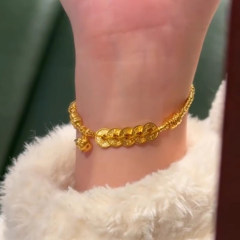 Sand gold five emperor money gourd women's light luxury exquisite new Chinese national style fortune coiling inviting wealth bracelet