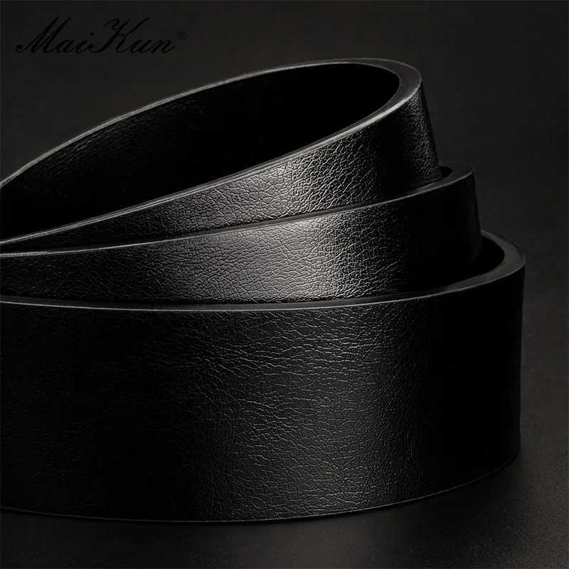 Maikun Mens Retro Casual Strap Black Pin Buckle Student Casual Leather Broadband W250326