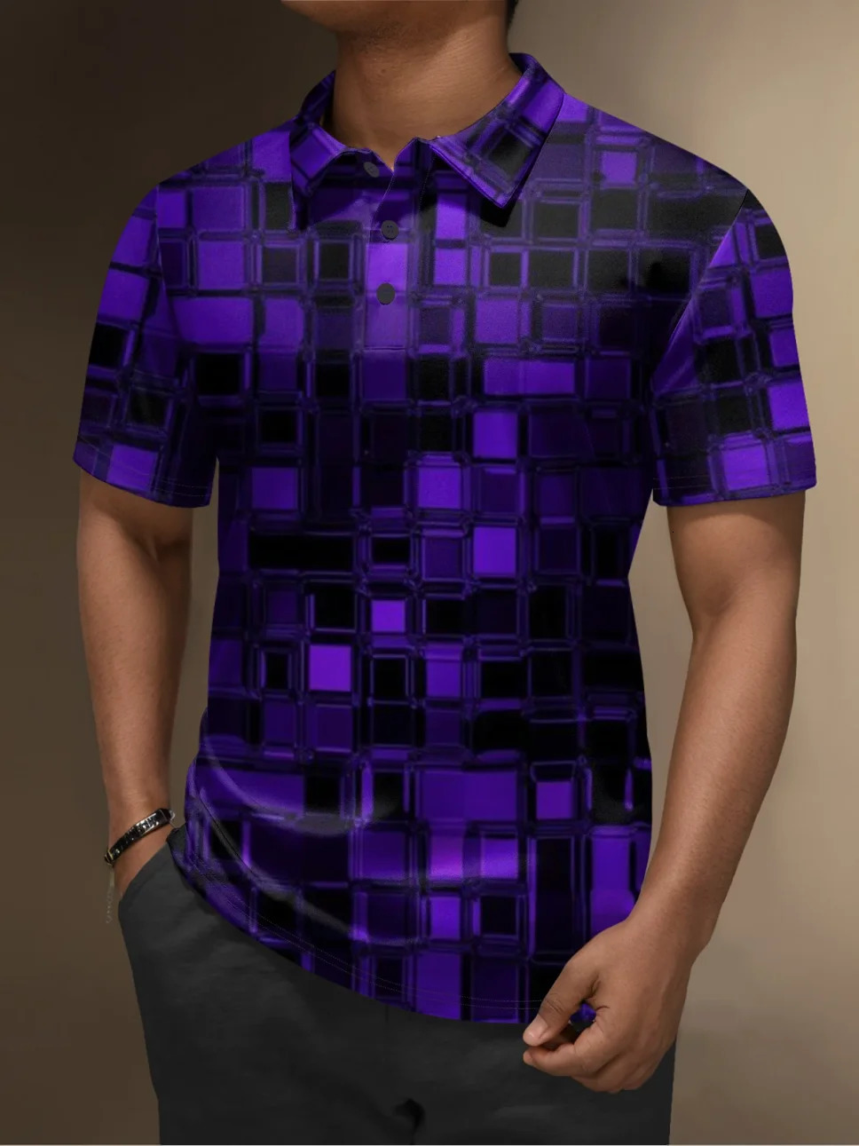 2025 Mens Tshirt Fashion Leisure Home Polo Shirt 3D Printing Flat Pattern Street Collar Button Short Sleeve 250326