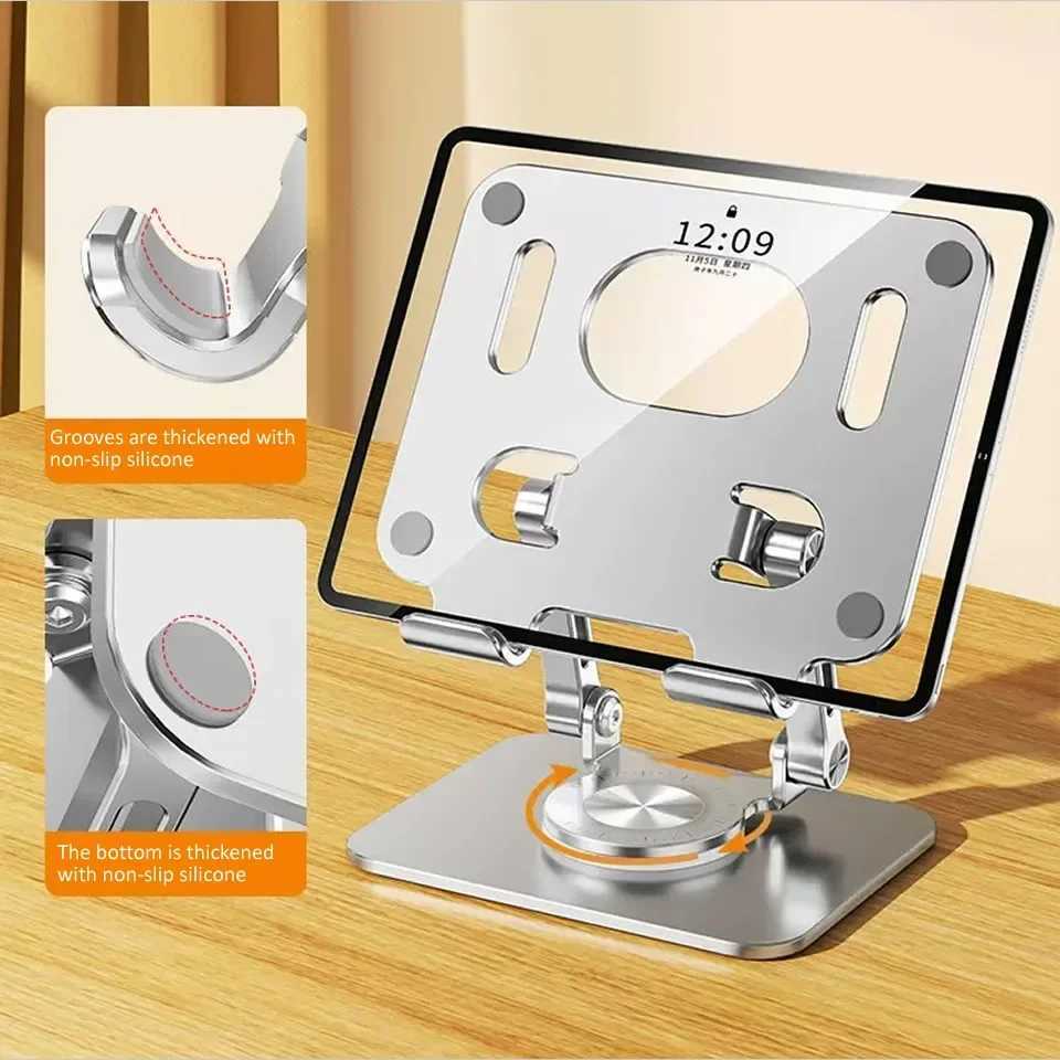 360 rotating tablet stand for iPad adjustable folding tablet stand aluminum phone stand compatible with iPad Pro/Air/MiniXJ250326