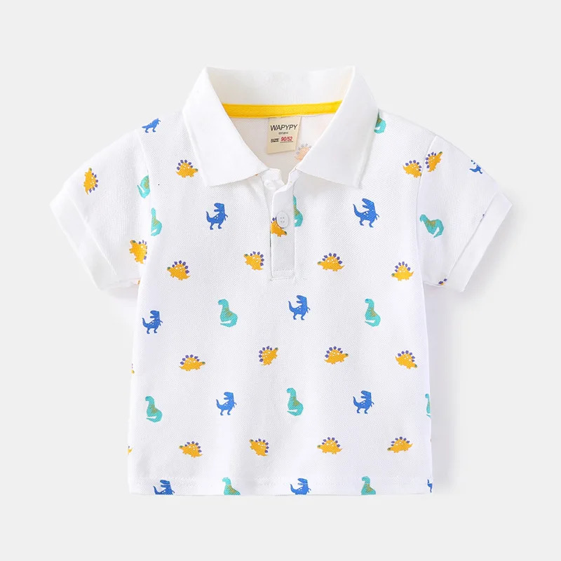 Formal Polo Shirts for Kids Polos Boy Toddler Clothes Party White Dinosaur Cute Korean Gentleman Shirt Summer Tops 2 4 6 7 Years 250326
