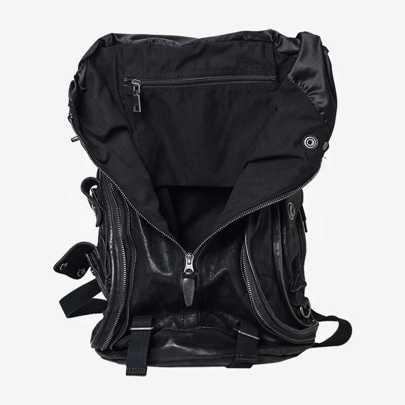 Men's Women Backpack Zipper Retro Old Leather Shoulder School Bag Fashion Dark Wind Soft Youth Black Travel Backpacks