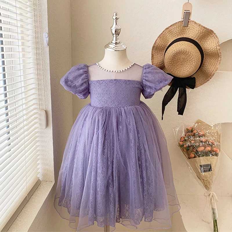 2025 Baby Girl Dress Sweet Lace Flower Elegant Princess Dress Christmas Birthday Par Vestitos 2 4 6 8 10 12 Year Childrens Clothing W250326