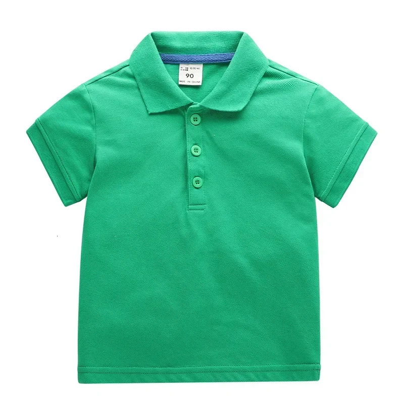 European and American Style Children Sports T-shirt 2025 Summer Solid Color Short Sleeves T-shirt Boys Girls Cotton Polo Shirts 250326