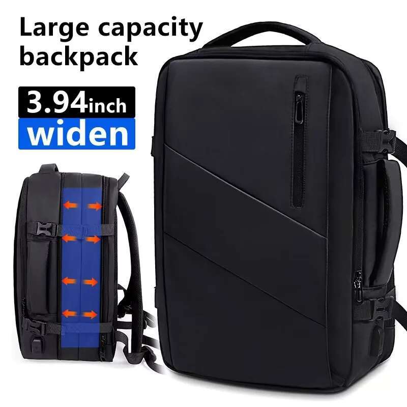 Elejrny Men Business 17.3Laptop Large Capacity Expandable Backpack Waterproof USB Travel Backpacks Men Camping