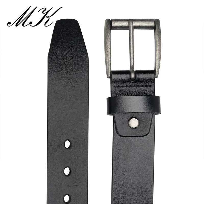 Maikun mens real leather belt mens jeans Trouser mens casual retro alloy buckle two-layer leather belt W250326