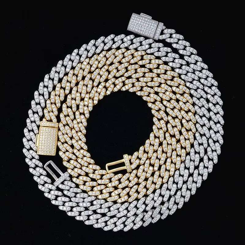 Iced Out Diamond 6mm 8mm Miami 925 Sterling Silver Bracelet 14k Gold Moissanite Cuban Link Chain Necklace