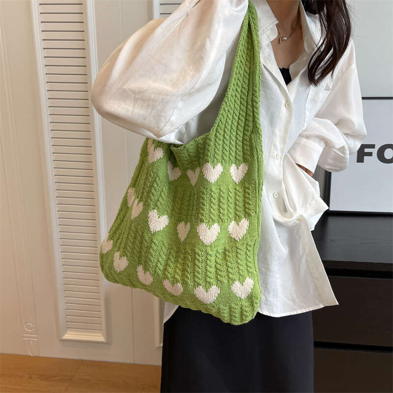 for Women 2025 New Summer Handmade Wool Underarm Knitted Love Shoulder Bag