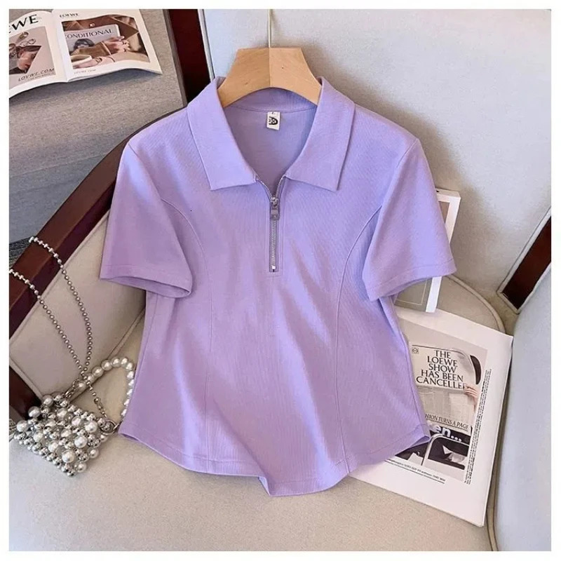 Fashion Sports Suit for Women in Spring and Summer Stylish and Age Reducing Polo Collar Top Casual Pants Two-piece Set 250320