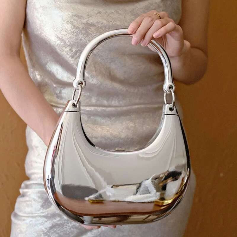 Women Evening Clutch Clear Acrylic Handbag Shoulder Bag Half Moon Wedding Purses Party Ladies