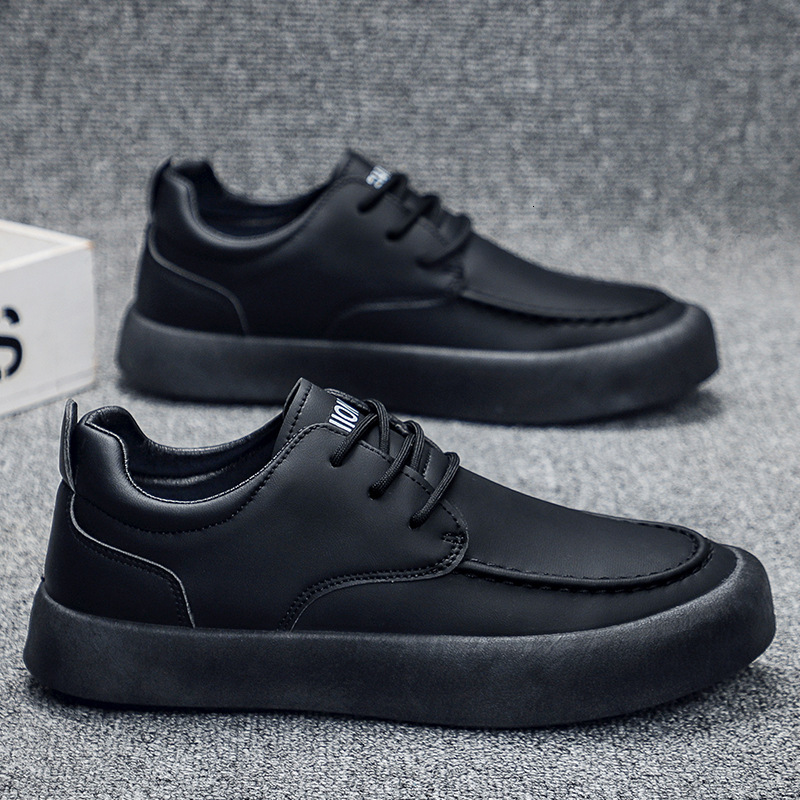 2025S New Trend Designer Spring New Versatile Trendy Men S Leather Thick Bottom Casual Work Waterproof And Anti Slip Board Shoes