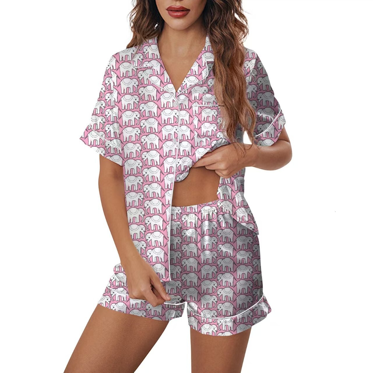 Women's new loose short sleeved shorts, pajamas, women's simple casual home wear