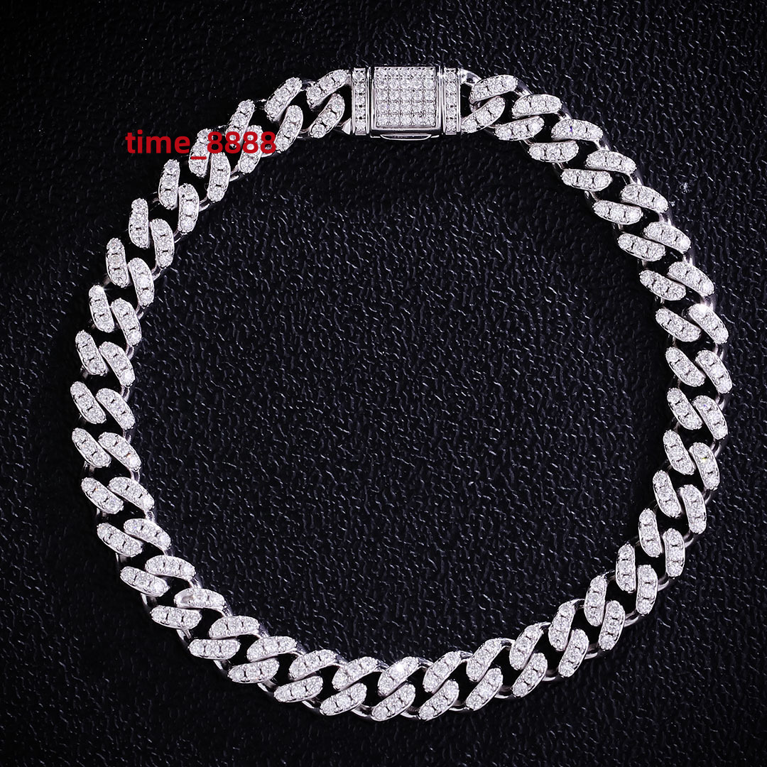 925 Silver Moissanite Cuban 6mm Silver with Moissanite 1 Row Stones Hip Hop Fine Jewellery Custom Necklace Gifts