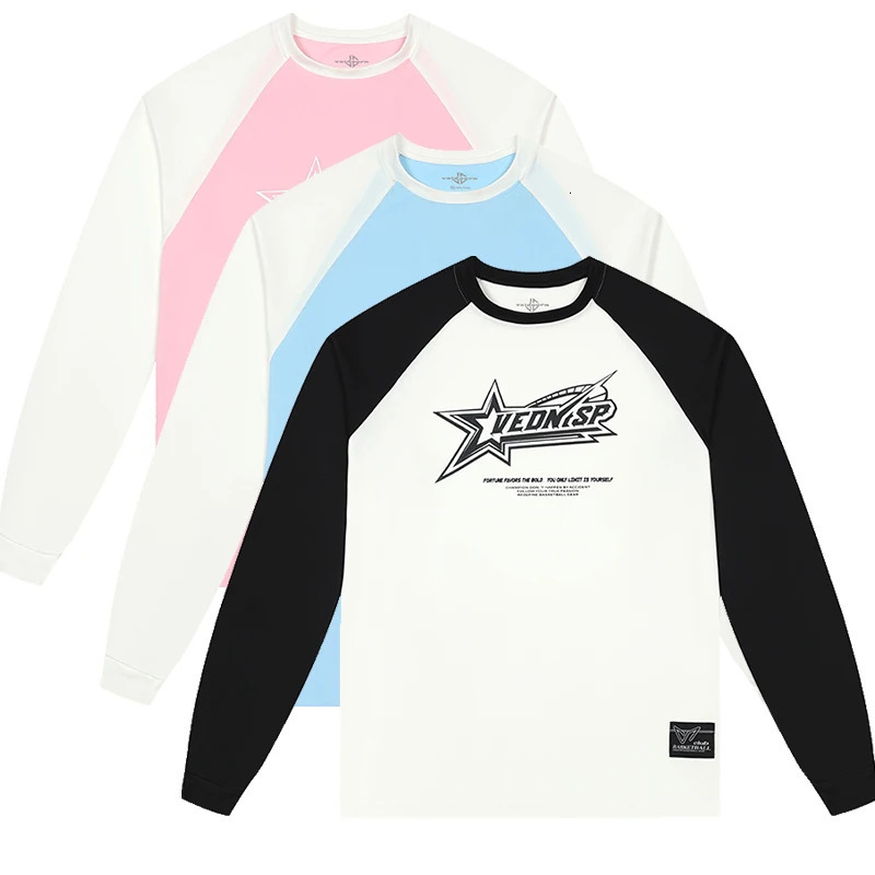 Splicing printed mens long sleeved Tshirt breathable spring casual oversized highquality clothing 250326