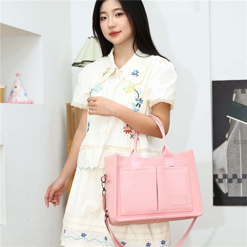 d6 New Casual Handheld Canvas Shoulder Large Capacity Multi layered Women's Crossbody Bag