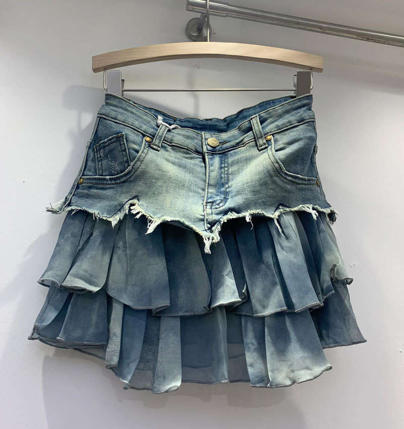 Splicing Denim Midi For Women's Summer 2023 New Style, Age Reducing, Versatile, Stylish, High Waisted, Slimming A-Line Short Skirt Trend