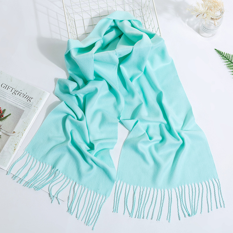 K233 Logo made red imitation cashmere scarf gift annual meeting party all-match solid color tassel scarf female factory wholesale