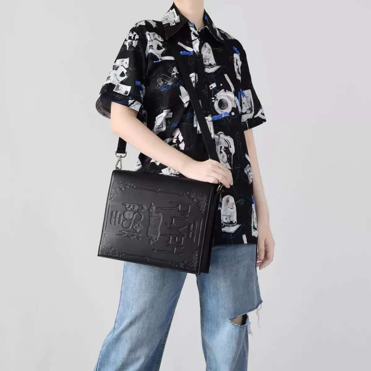 Black Goth Shoulder Women Original Design Book Shape Flap Student Crossbody High Quality Large Capacity Lolita Cute Bag