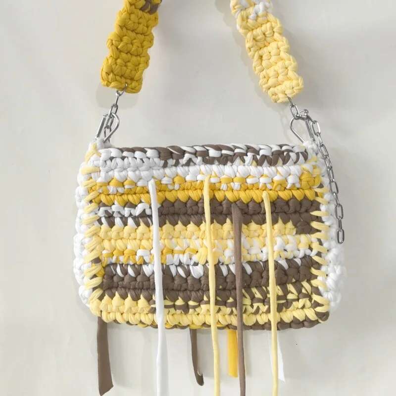 2024Women's Purse Shoulder Hot Selg Handmade Crochet With Contrasting Woven Bag Designer Handbag Bags For Lady