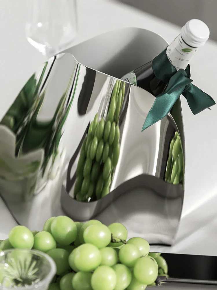 Nordic luxury stainless steel ice bucket designer vase high-end champagne bucket bar home decoration restaurant party X250326