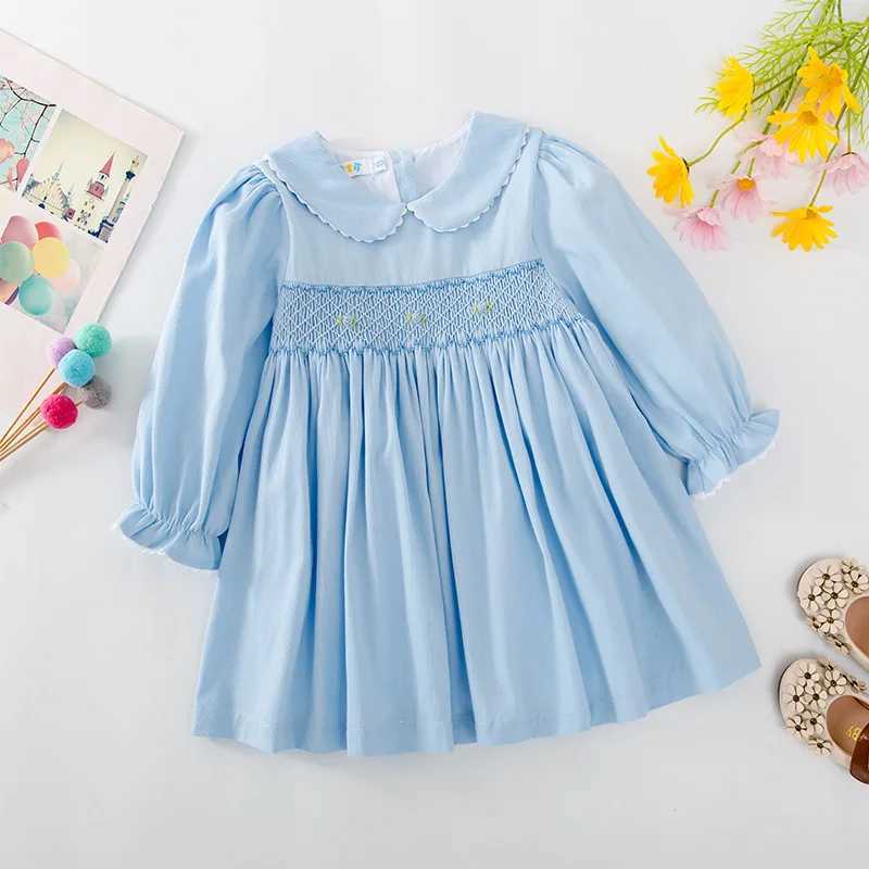 2024 standard pole and wedding girl long sleeved smoking dress autumn childrens handmade retro smoking dress W250326