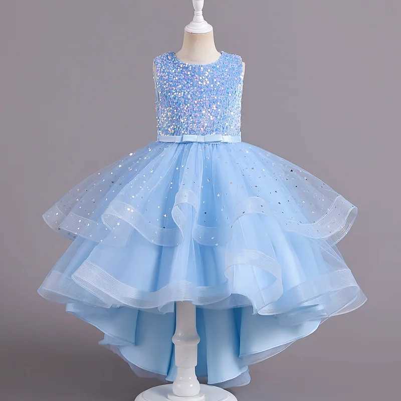 Flower girl princess sequins baby wedding Christmas Par tracking dress elegant vest for teenagers and children 3-15 years W250326