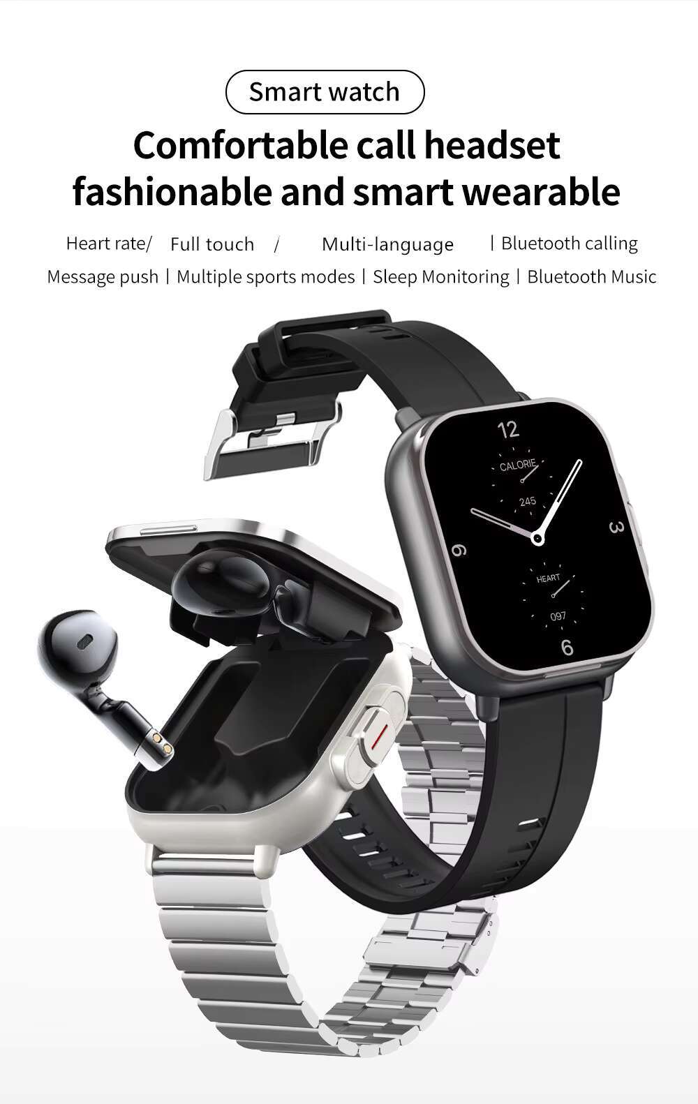 Cheapest Smartwatch TWS Earphone 2in1 Hot Sale High Quality Health Monitoring Sport Relojes NFC D8E Smart Watch with Earbuds