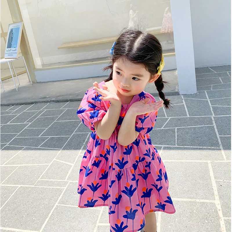 Summer girls dresses fashionable and bright colorful floral dresses loose and cute girls dresses baby and childrens clothing W250326