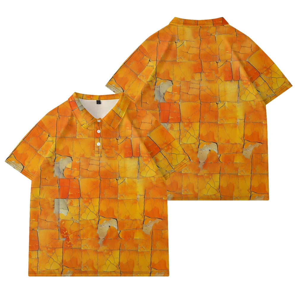 Summer plus mens polo shirt yellow checkered casual collar Tshirt summer mini elastic short sleeved top 250326