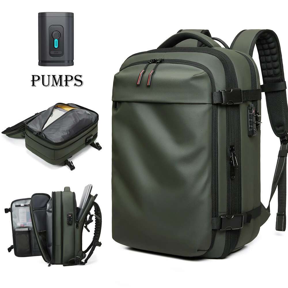 Men Travel 17 Inch Vacuum Compression Laptop Extended Large Capacity School Backpack Hiking Business Backpack