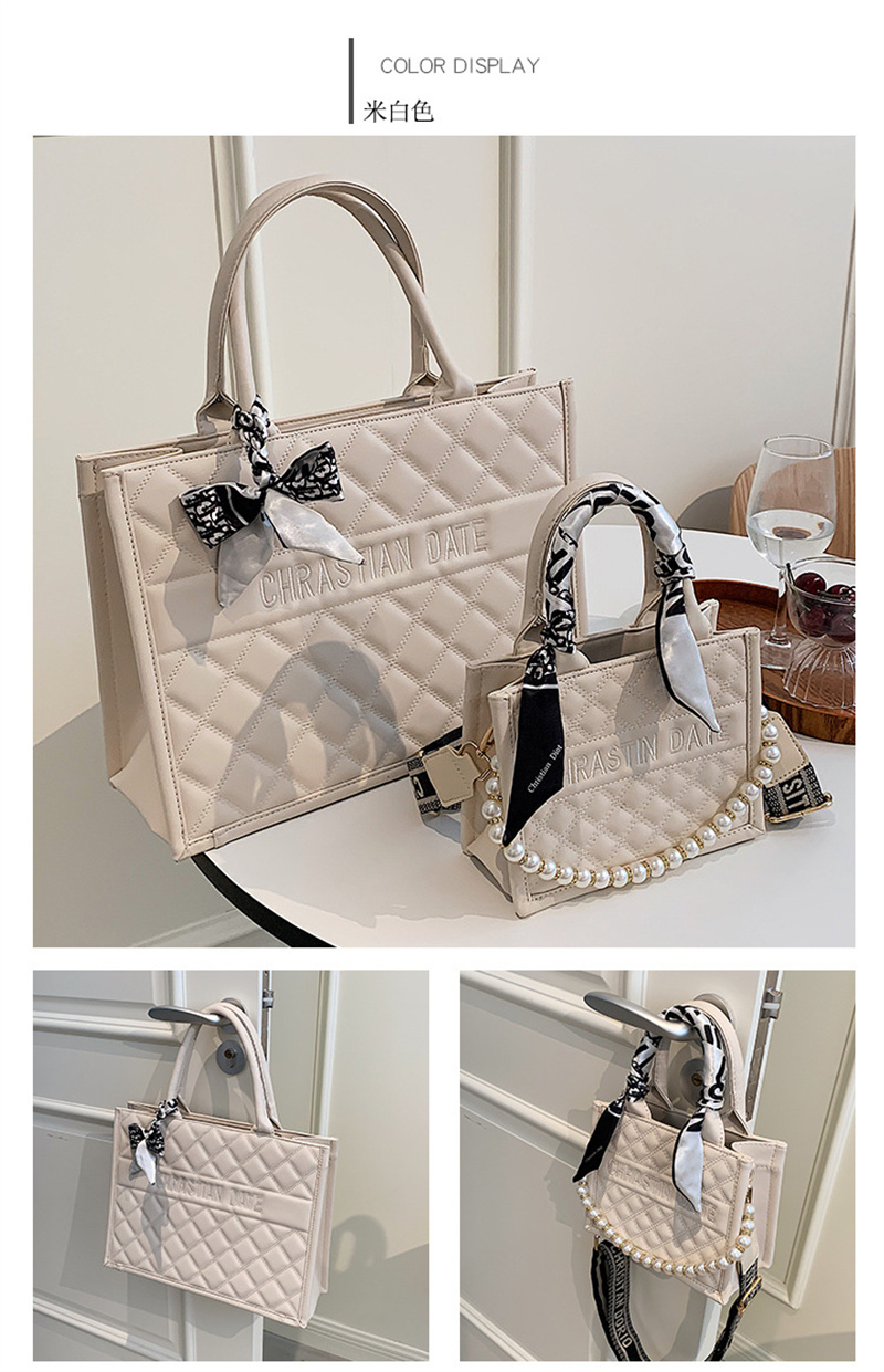 Free shipping 2025 new designer bag fashionable commuting large capacity diamond grid crossbody bag single shoulder tote bag for women white