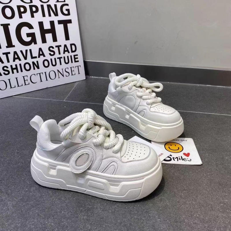 Designer Shoes 2025 European And American Popular Spring New Style Thick Sole Height Increasing Women's Outdoor Trend Casual Board Shoes White Sh