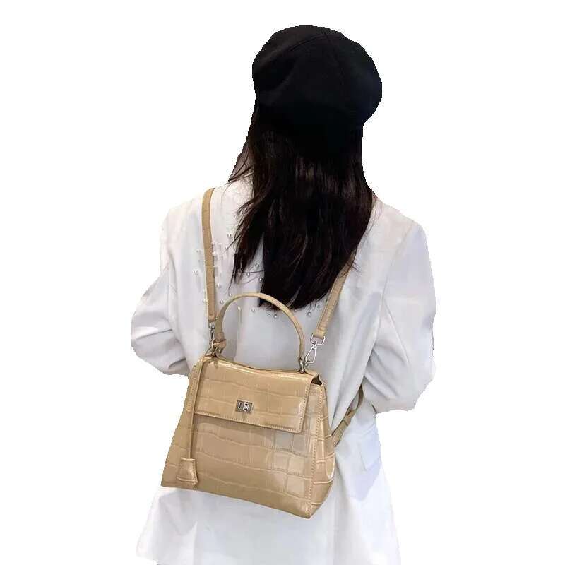 Brand Design Women's Genuine Leather Niche Shoulder Messenger Bag Lock Buckle Multifunctional Backpack Fashion Handbag
