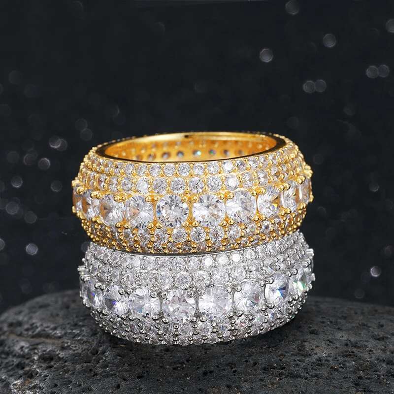 10mm Hip Hop/Rock Bling Moissanite Rings For Men Hip Hop Jewelry Sterling Silver 925 Luxury Rings