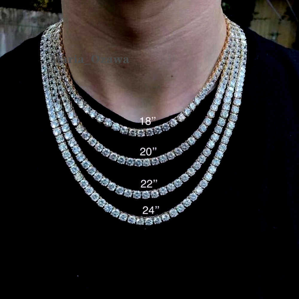 Nc37 Fashion Luxury Jewelry Tenis Chain Moissanite 4mm Hip Hop Stainless Steel Mossonite Tennis Necklace