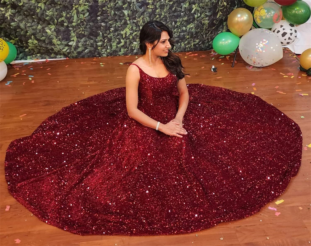 Long Prom Dresses Elegant Sequined Sexy Backless Spaghetti Strapless A-Line Lace-up Plus Size Formal Occasion Evening Party Gown Pd05