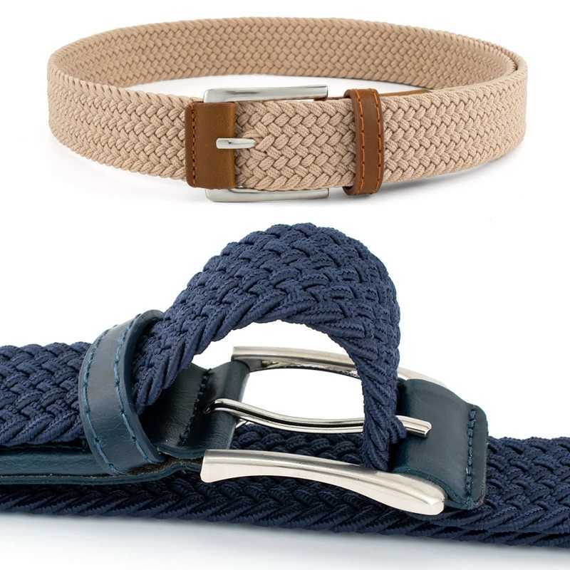 105cm Adjustable Buckle Braided Strap Unisex Jeans Trouser Pants with Womens Metal Lock Waist Belt W250326