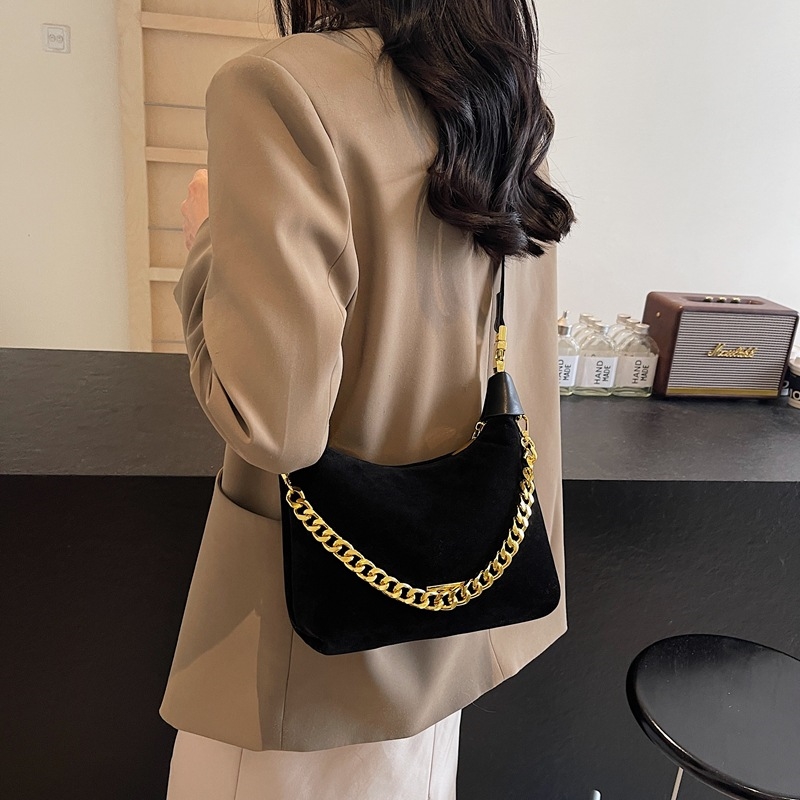 French niche suede bag women's new fashion all-in-one handbag casual texture retro crossbody bag