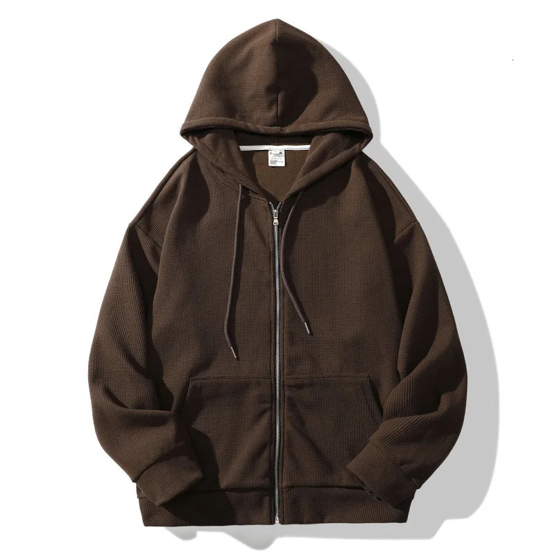 Chinese fashion simple solid color cardigan mens automatic fashion high street loose fashion hoodie 250324