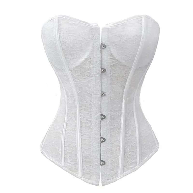 Overbust Bustiers Sexy Corset For Women Lace Perspective Transparent gerie Femme Black White