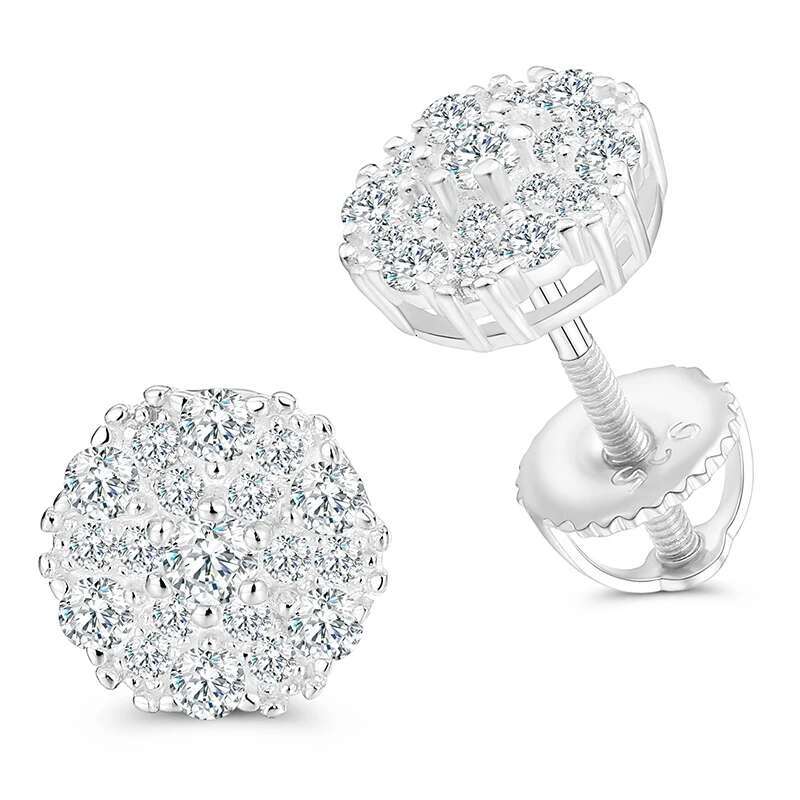 Unisex Fine Jewelry Moissanite Earrings For Women 925 Stud Earrings Moissanite D Color VVS Stud Round Flower Jewelry