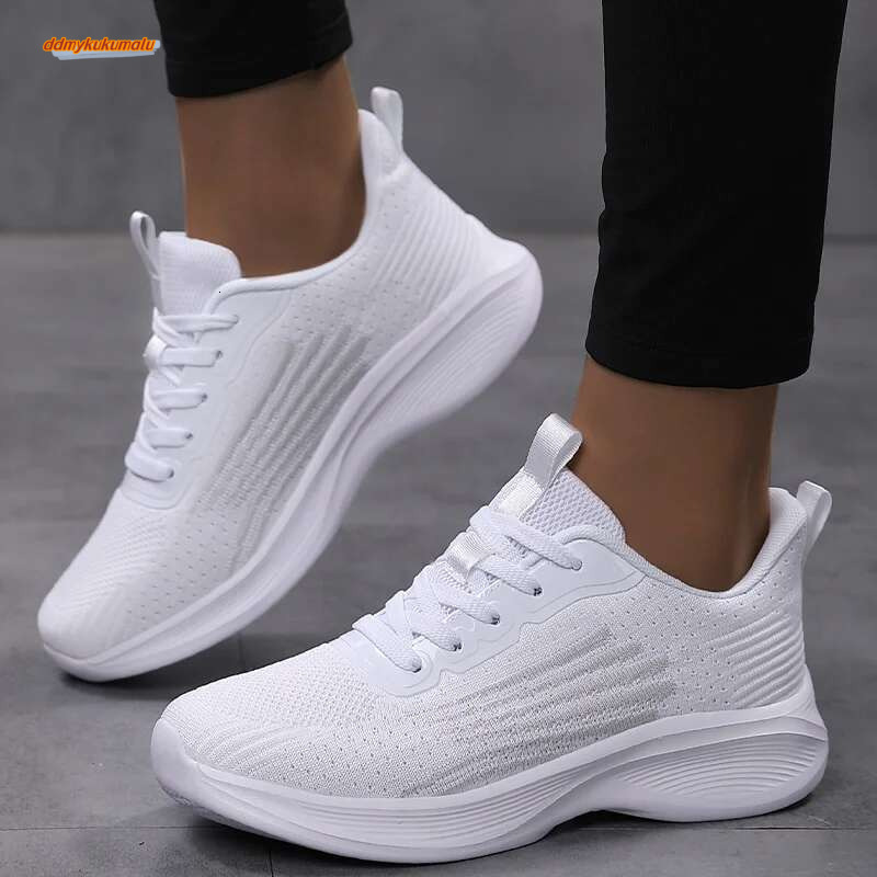 Women Lightweight Sneakers Outdoor Running Sport Female Mesh Breathable Trainning White Flat Walking Shoes ddmykukumalu