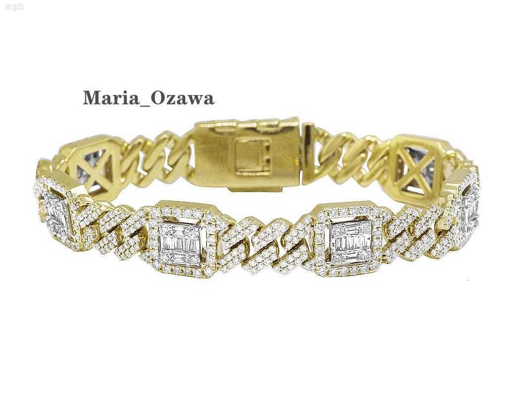 Iced Out Bling 2023 New Men Jewelry Geometric Diamond Cuban Chain Cz Cluster Charm Hip Hop Men Chain Bracelet