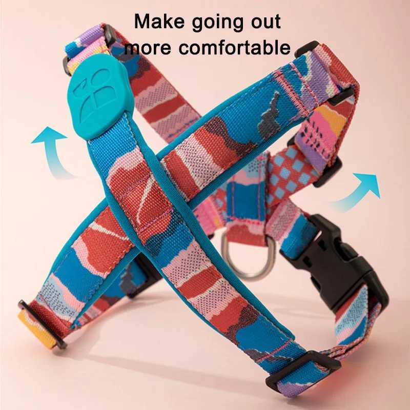 Stepped dog harness heavy-duty comfortable patterned fashionable harness suitable for small and large dog training outdoor running and non suffocating